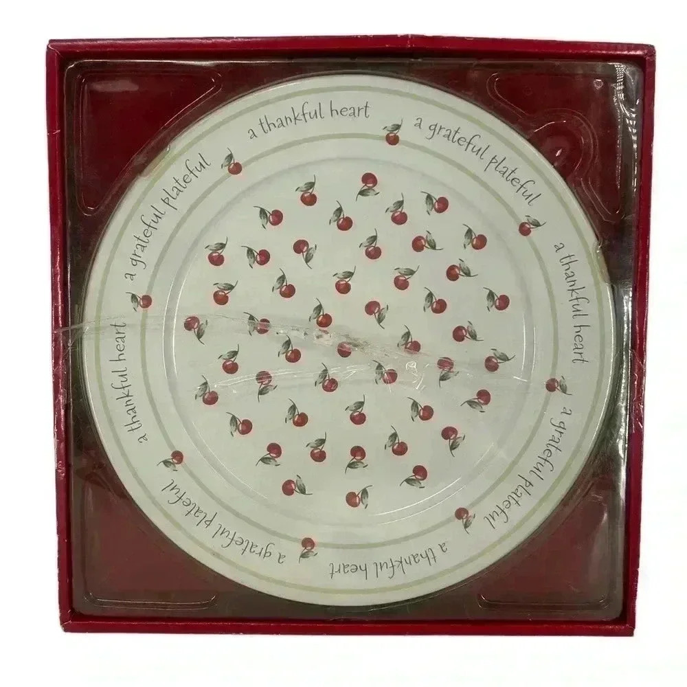 HALLMARK APPRECIATION PLATTER PLATE GRATEFUL THANKFUL HEART CHERRIES 12 INCH - Picture 5 of 6